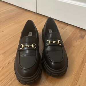 STEVE MADDEN CHUNKY PLATFORM LOAFERS BLACK SIZE 8